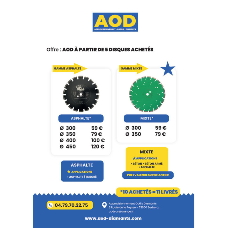 Offre disques diamant asphalte AOD