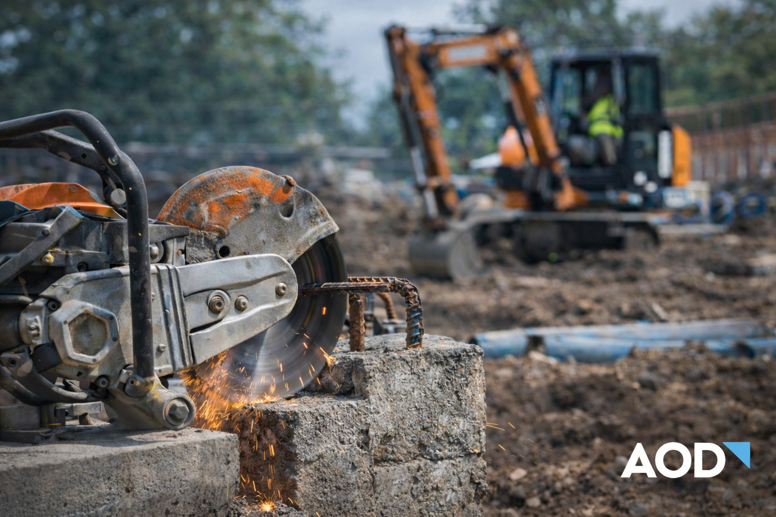 Découpe béton sur chantier BTP avec disque diamant
