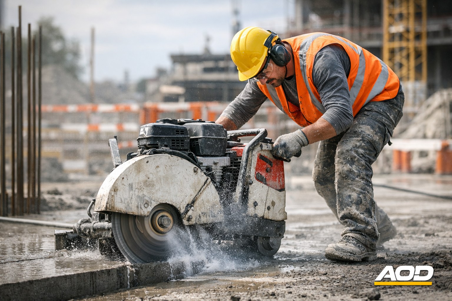 Découpe béton chantier BTP