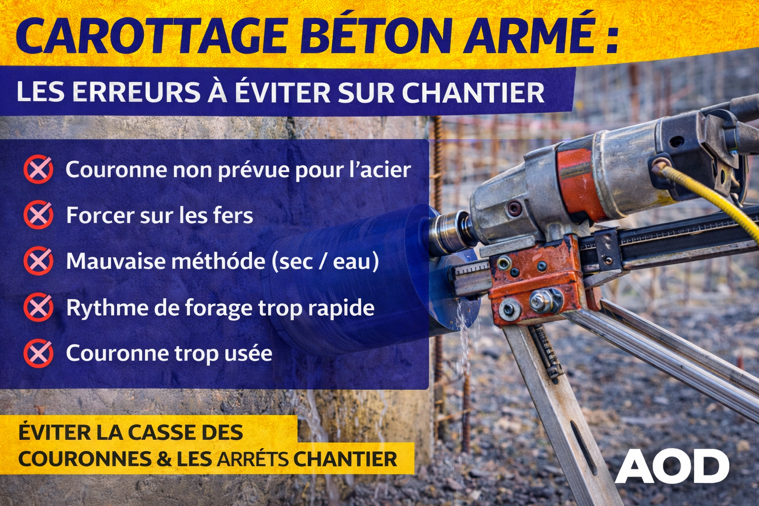 Carottage béton armé : les erreurs à éviter sur chantier