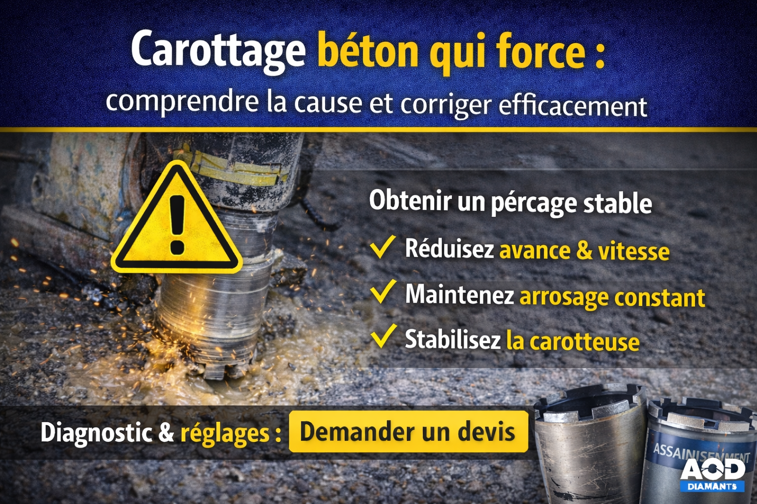 Carottage béton qui force : comprendre la cause et corriger efficacement