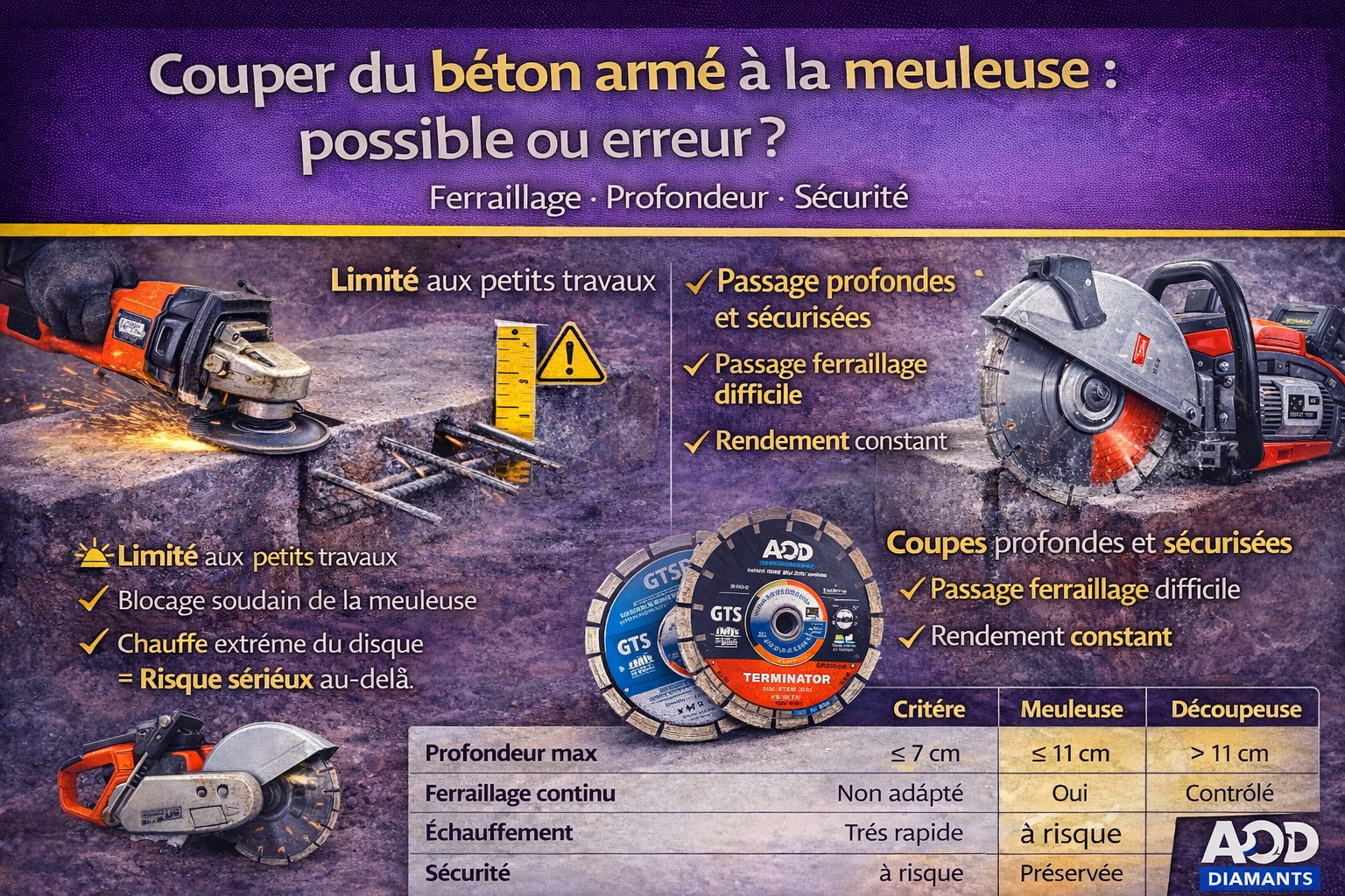 Couper du béton armé à la meuleuse : possible ou erreur ?