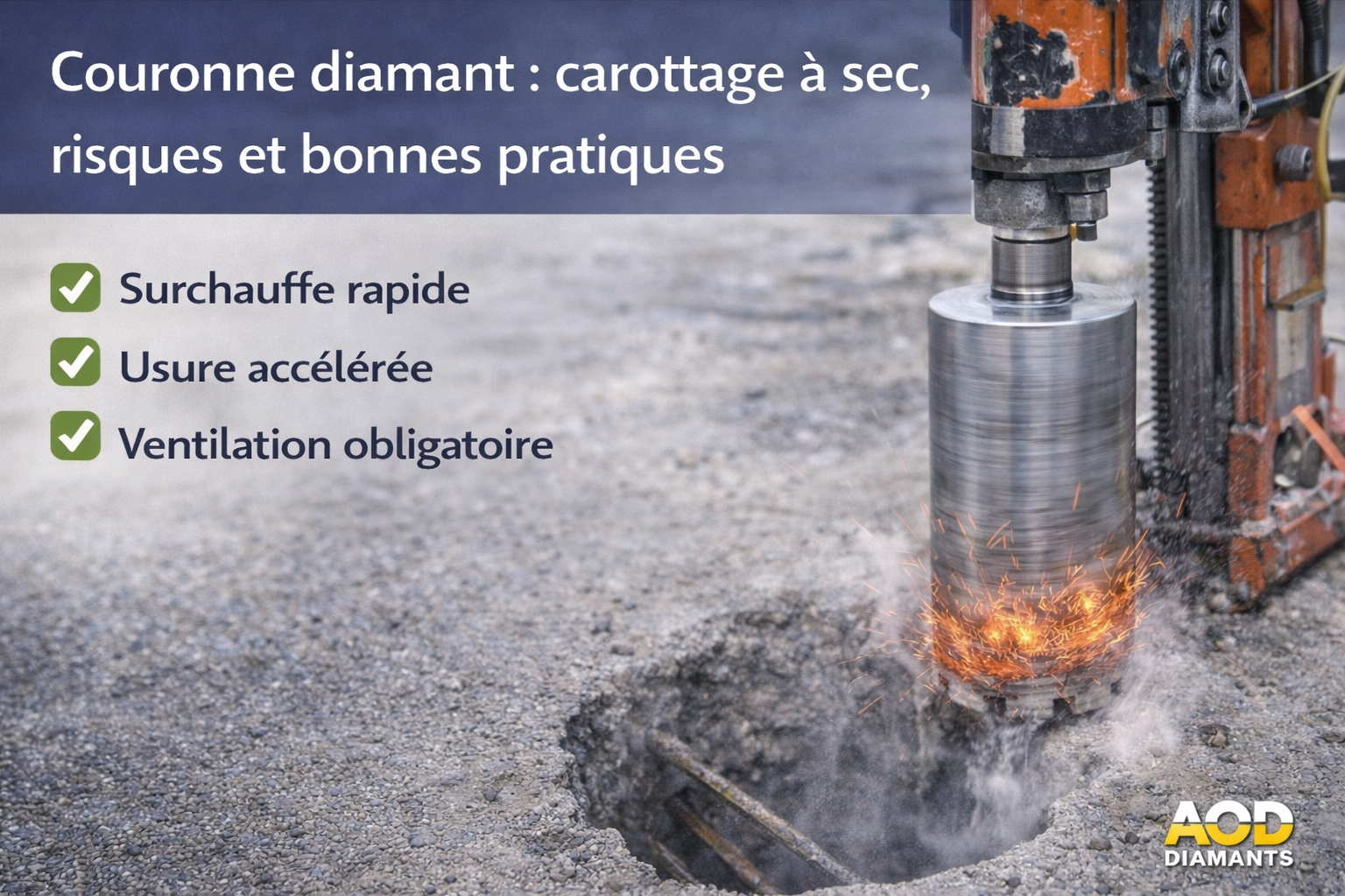 Couronne diamant : carottage à sec, risques et bonnes pratiques