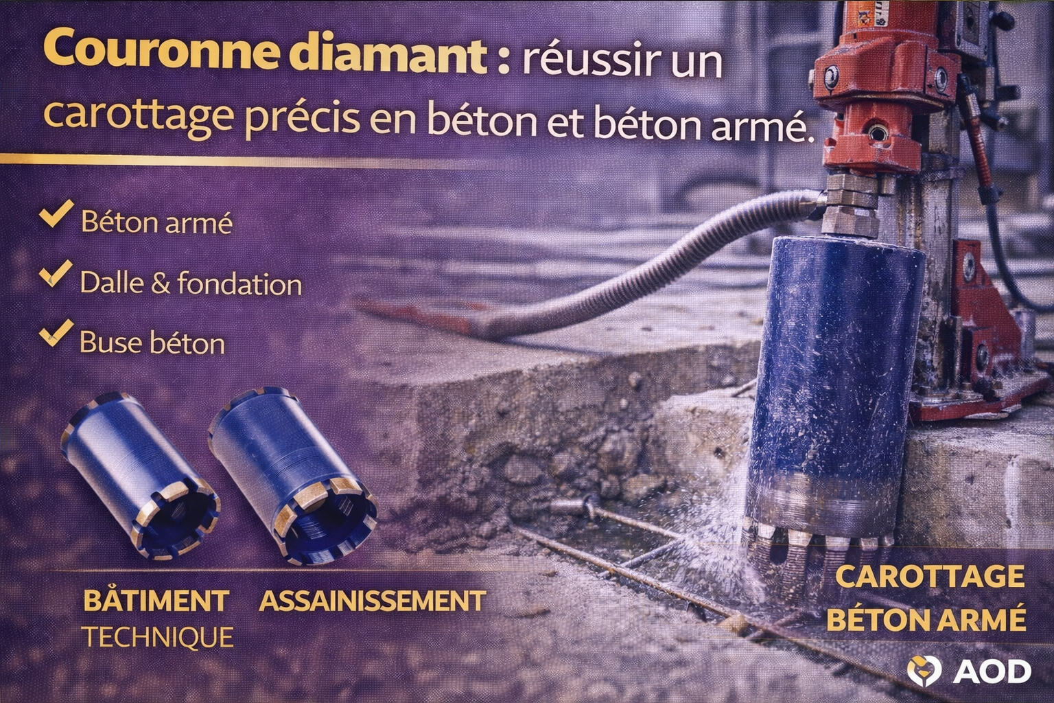 Couronne diamant : réussir un carottage précis en béton et béton armé