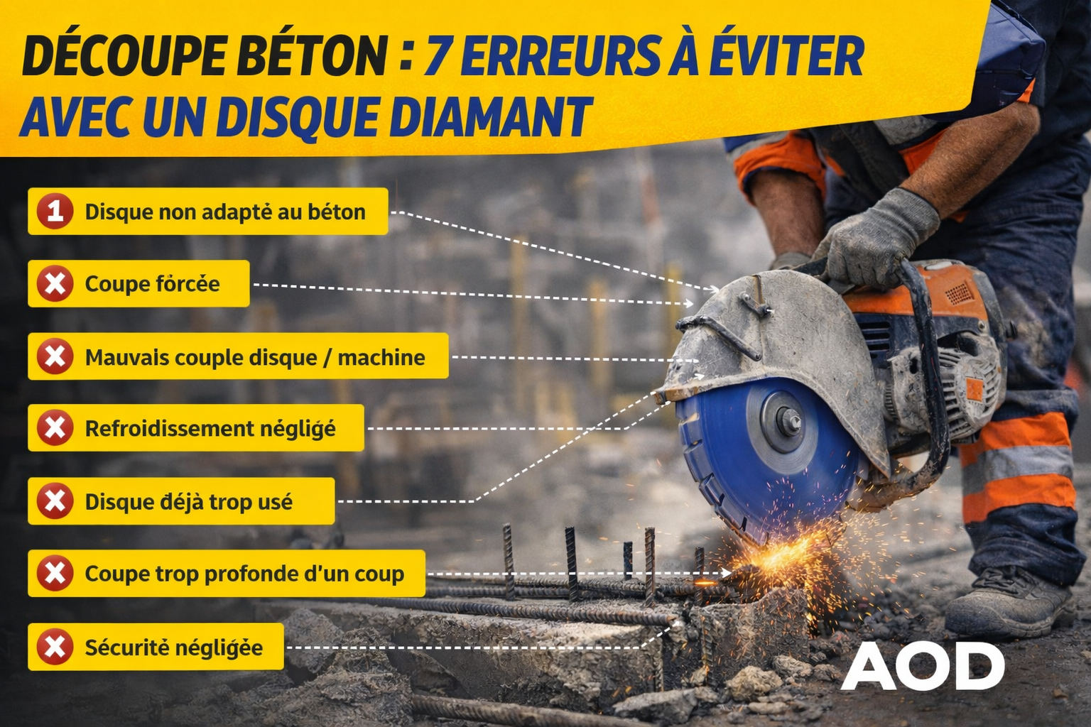 Découpe béton : 7 erreurs à éviter avec un disque diamant