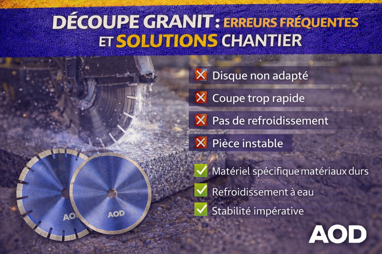 Découpe granit : erreurs fréquentes et solutions chantier