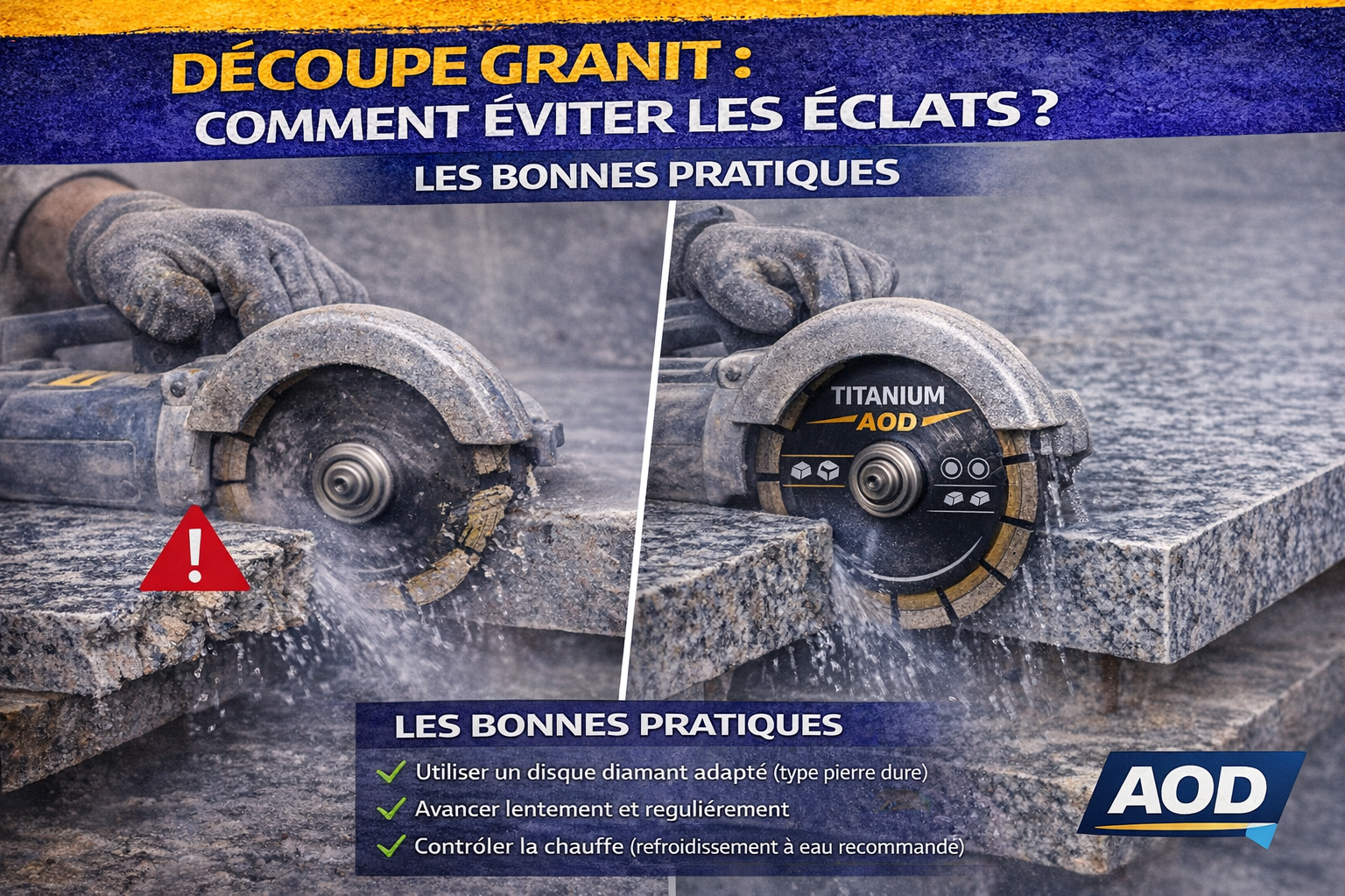 Découpe granit : pourquoi les éclats apparaissent (et comment les éviter)