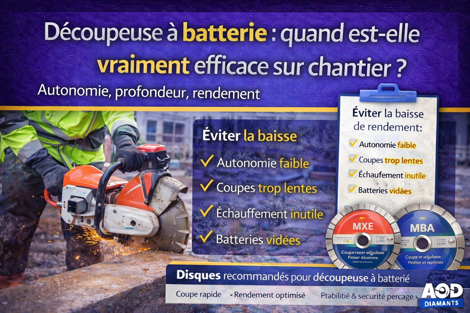 Découpeuse à batterie : quand est-elle vraiment efficace sur chantier