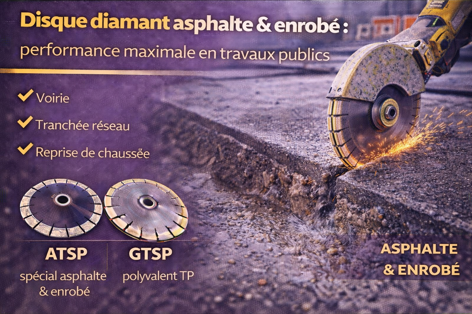 Disque diamant asphalte & enrobé : performance maximale en travaux publics