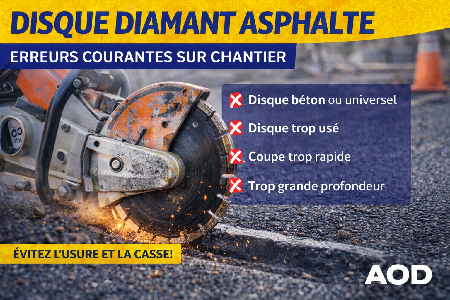 Disque diamant asphalte : erreurs courantes sur chantier