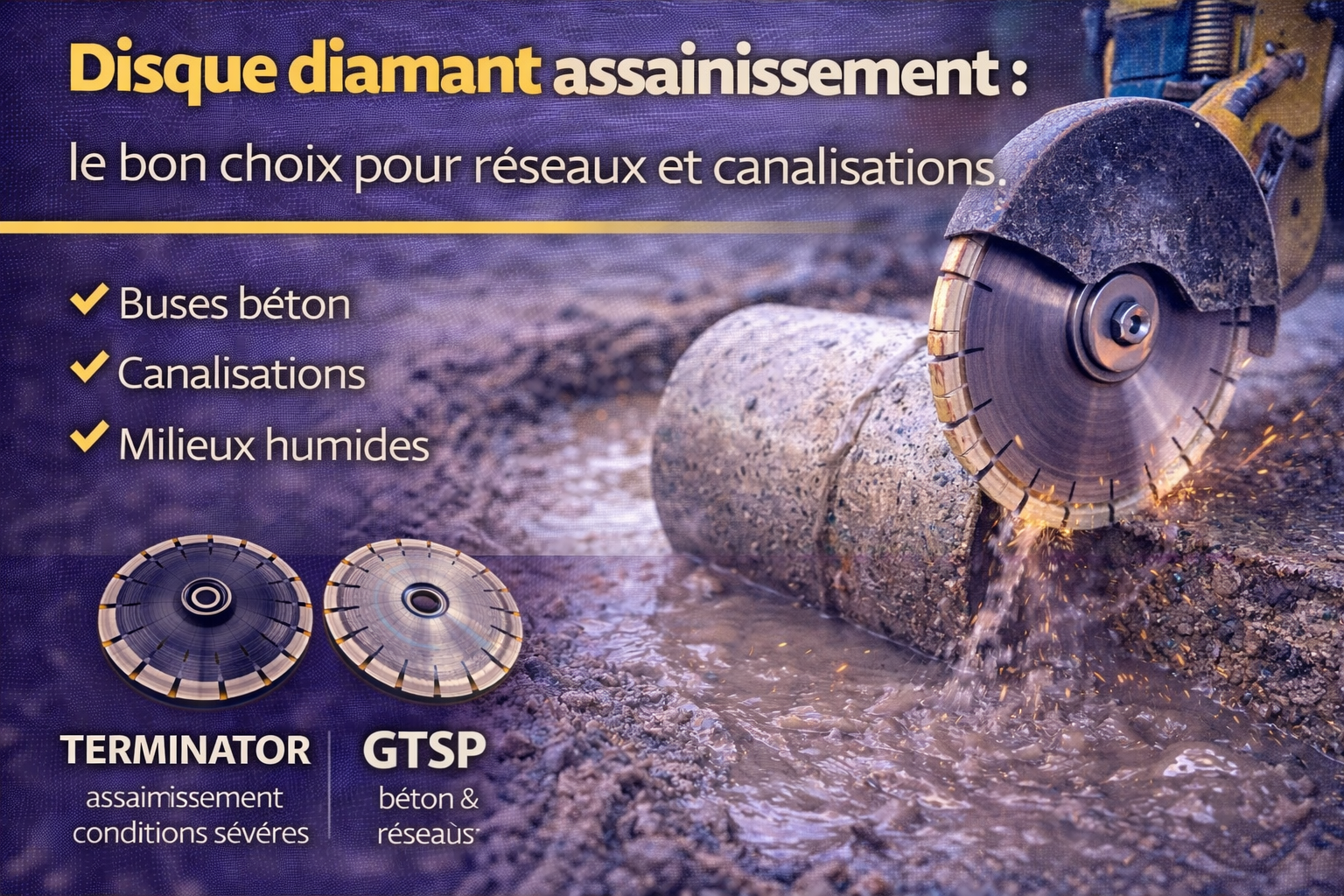 Disque diamant assainissement : le bon choix pour réseaux et canalisations