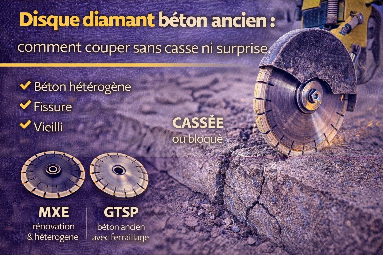 Disque diamant béton ancien : comment couper sans casse ni surprise