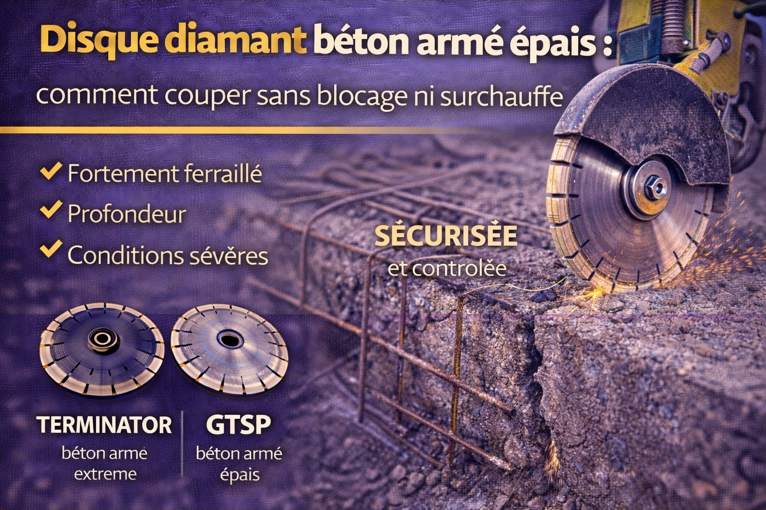 Disque diamant béton armé épais : comment couper sans bloquer ni dévier