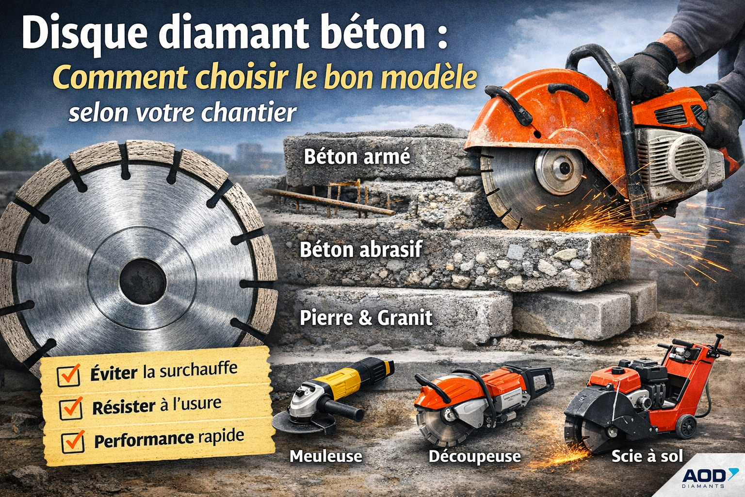 Disque diamant béton : comment choisir le bon modèle selon votre chantier