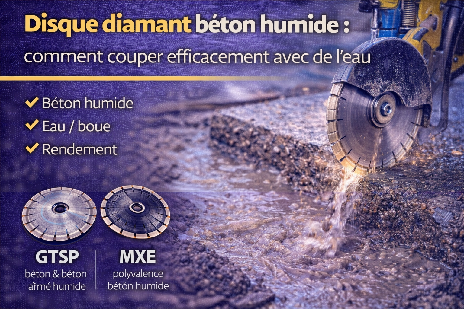 Disque diamant béton humide : couper sans perte de rendement | AOD