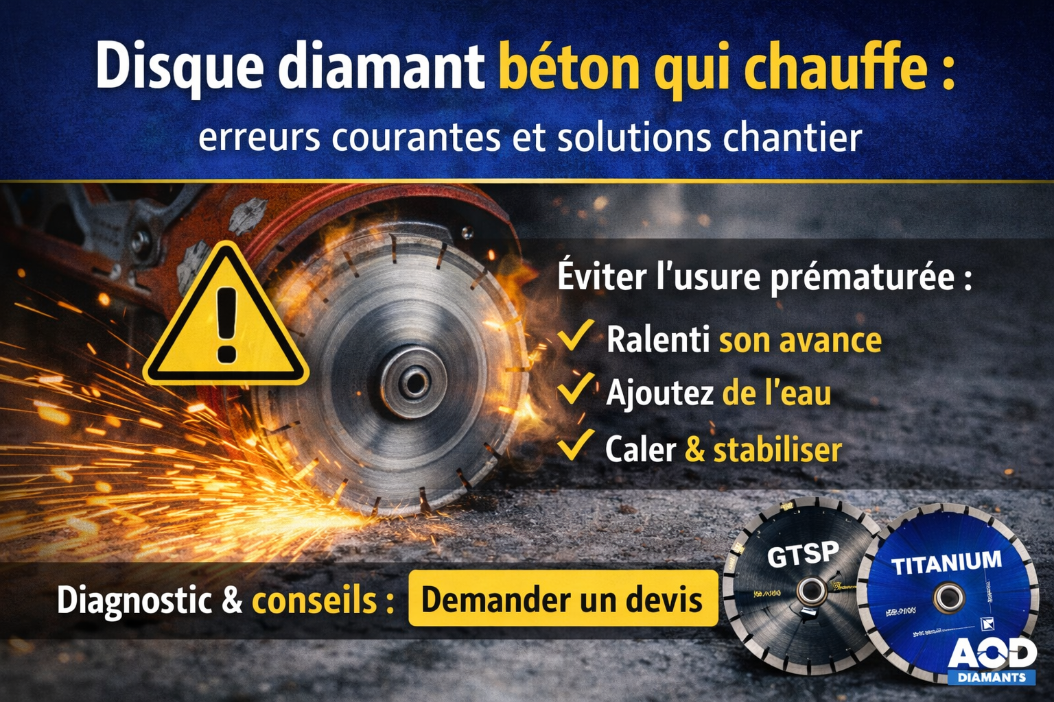 Disque diamant béton qui chauffe : comprendre la cause et corriger efficacement