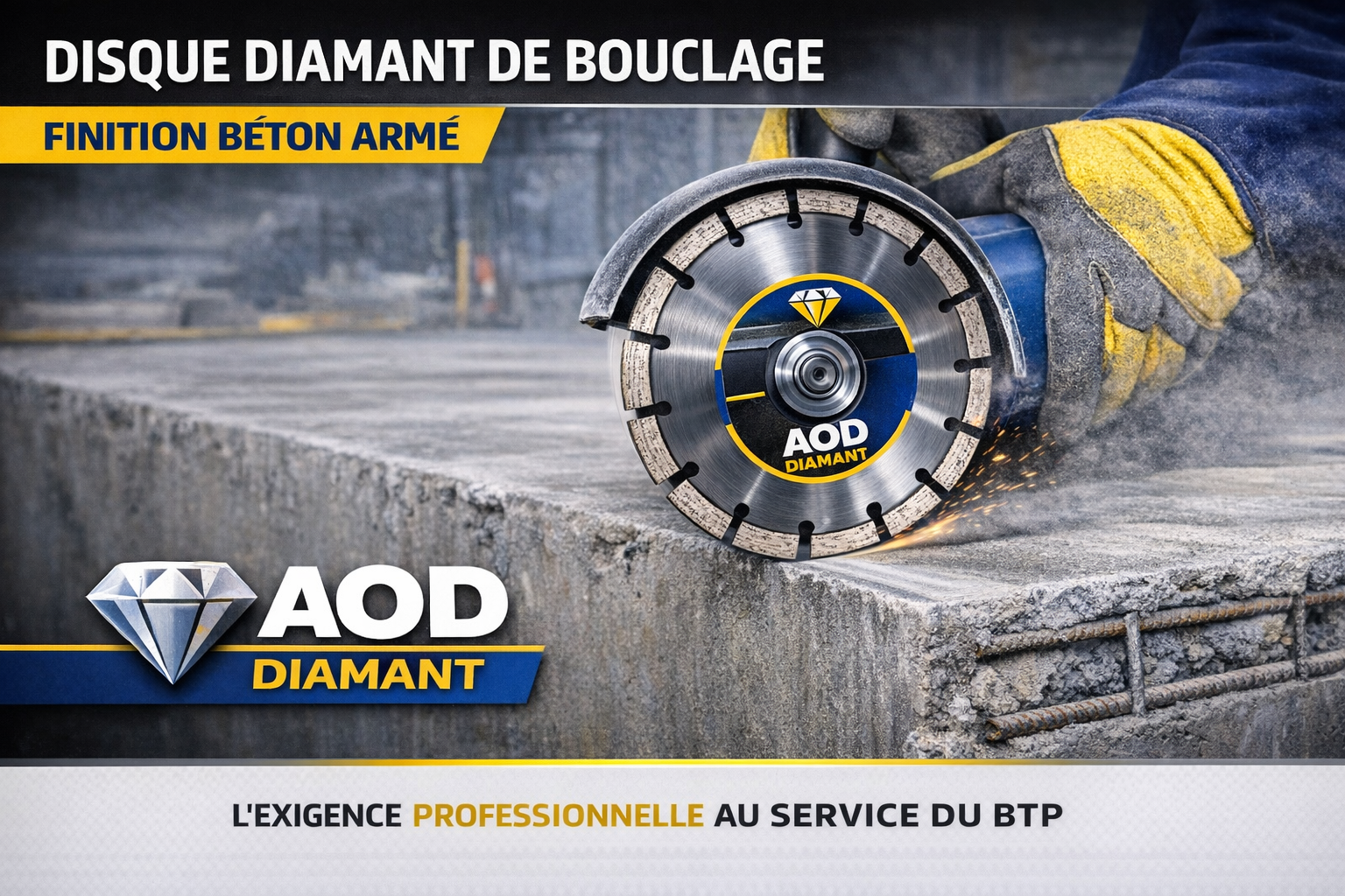 Disque diamant de bouclage : finition béton armé propre et maîtrisée