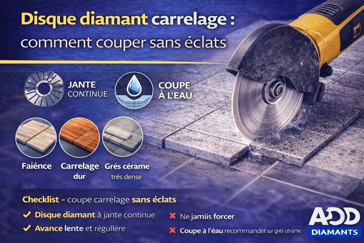 Disque diamant carrelage : comment couper sans éclats