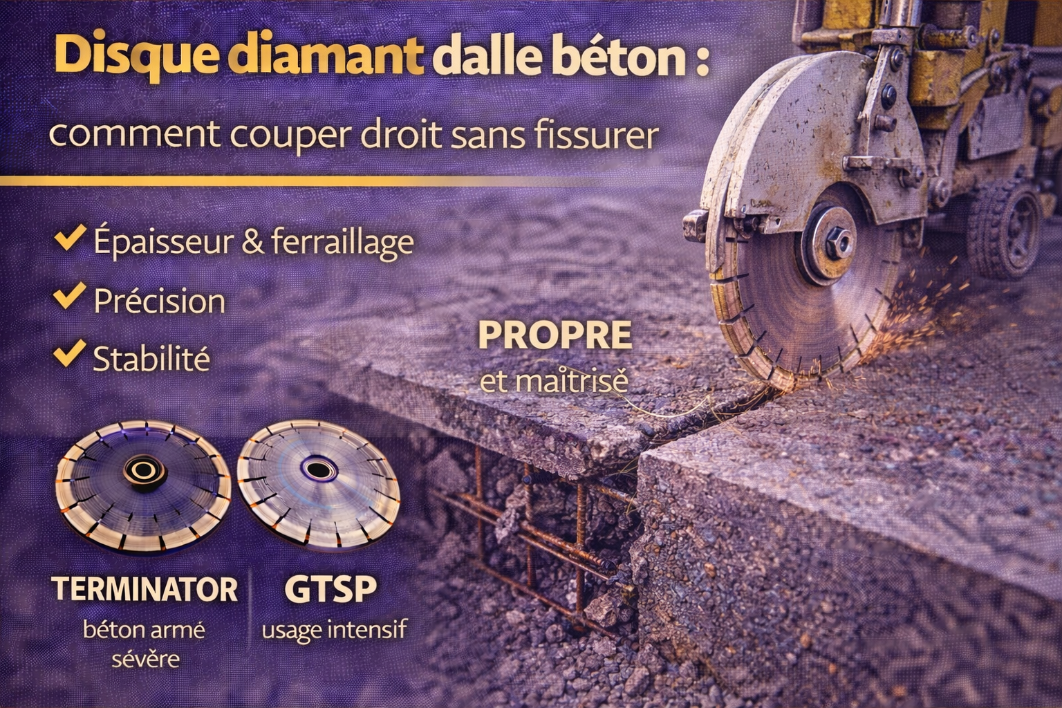Disque diamant dalle béton : comment couper droit sans fissurer
