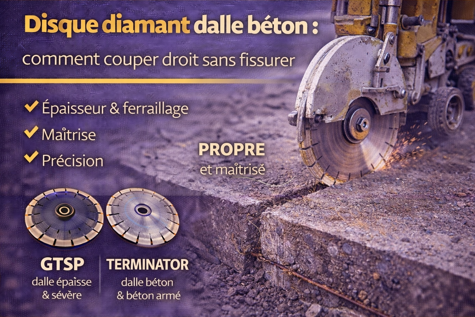 Disque diamant dalle béton : comment couper droit sans fissurer