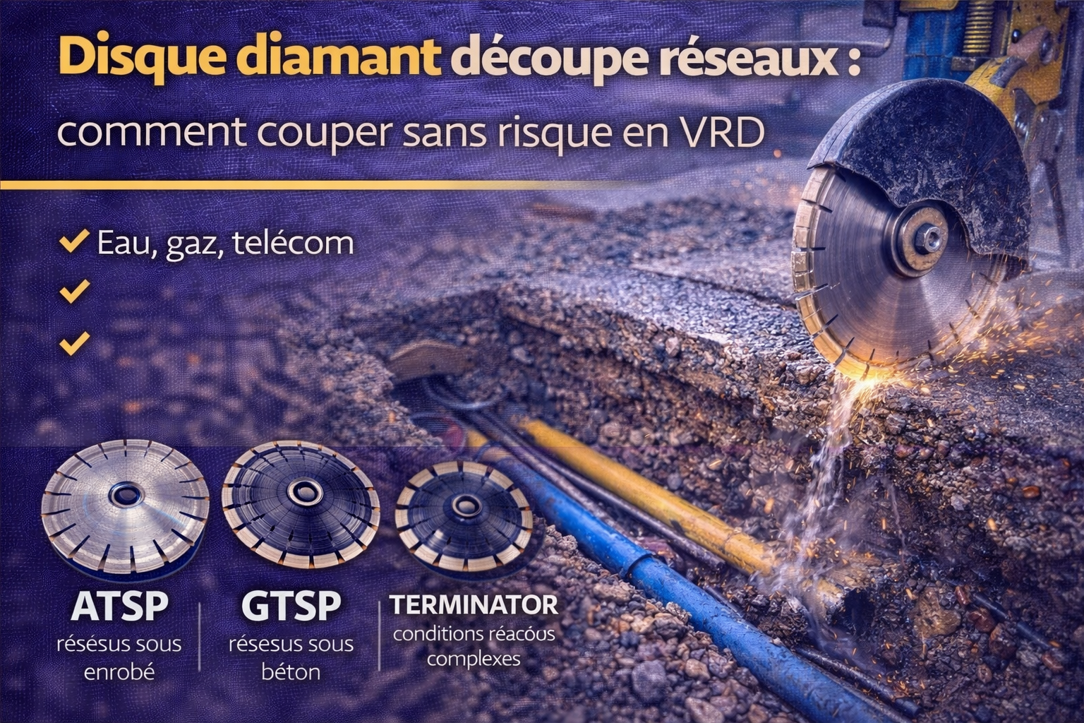 Disque diamant découpe réseaux : comment couper sans risque en VRD