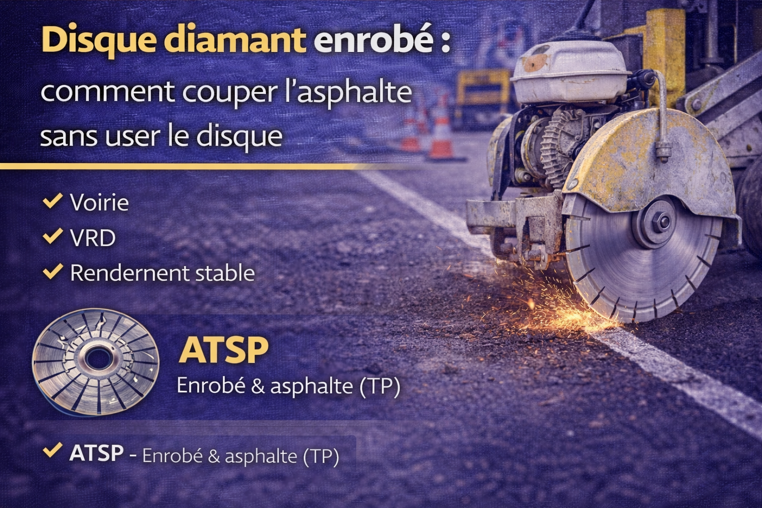 Disque diamant enrobé : comment couper l’asphalte sans user le disque