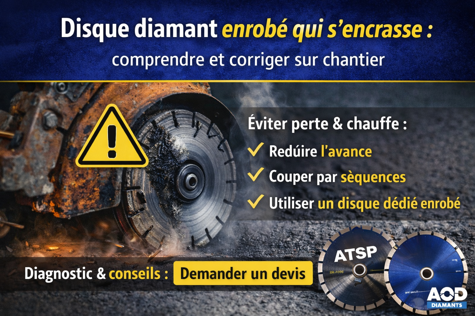 Disque diamant enrobé qui s’encrasse : comprendre et corriger sur chantier