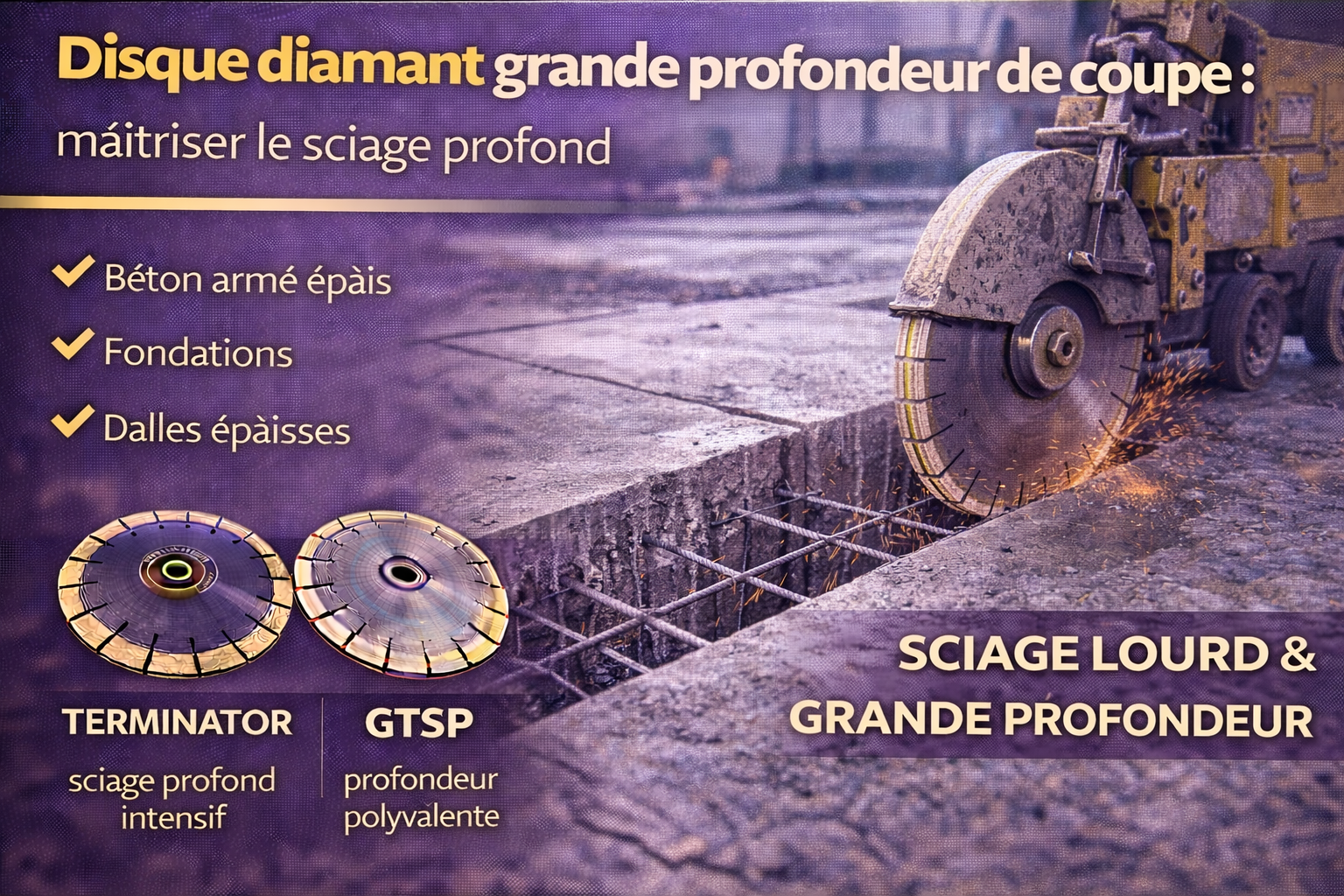 Disque diamant grande profondeur de coupe : maîtriser le sciage profond