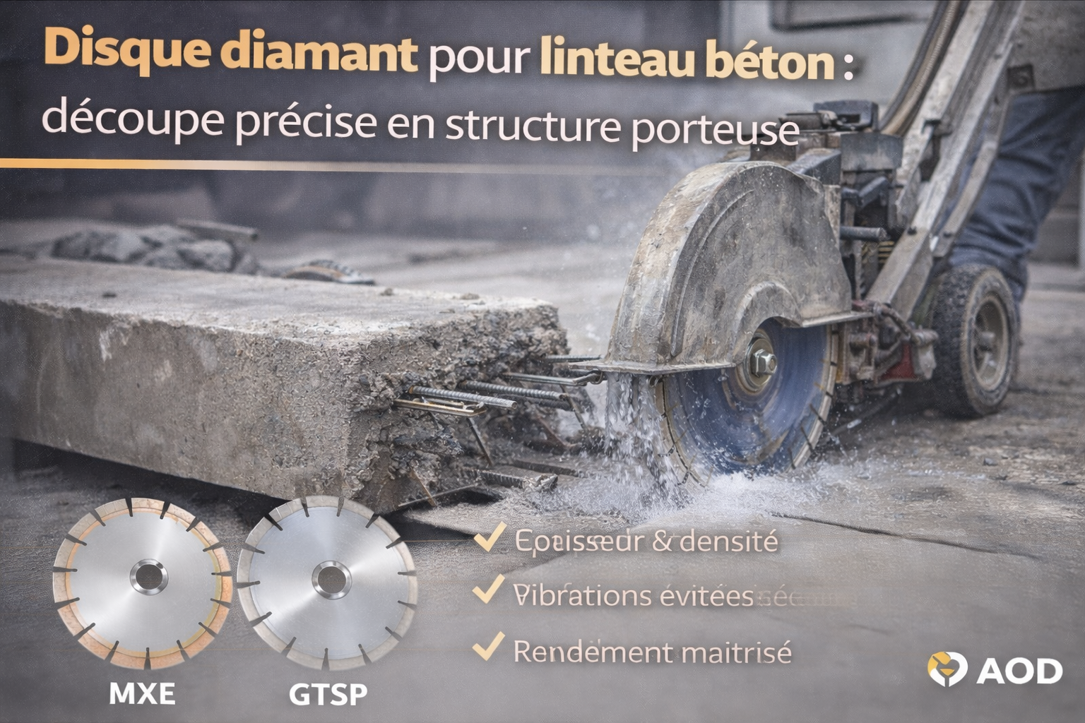 Disque diamant pour linteau béton : découpe précise en structure porteuse