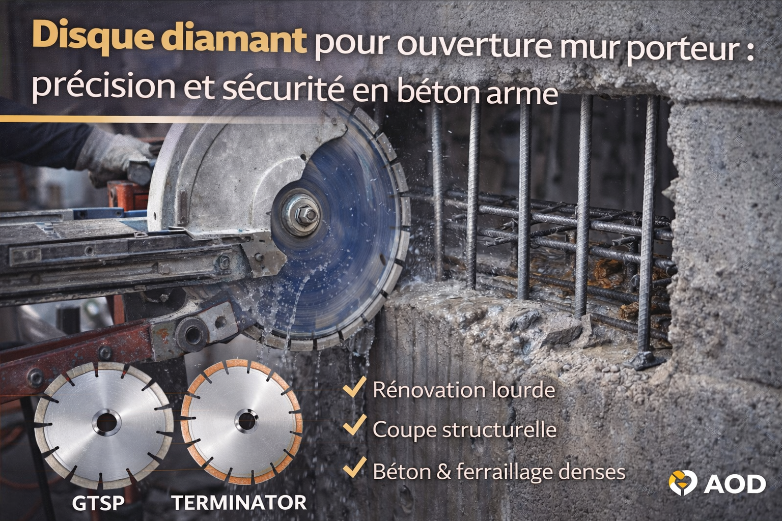 Disque diamant pour ouverture mur porteur : précision et sécurité en béton armé
