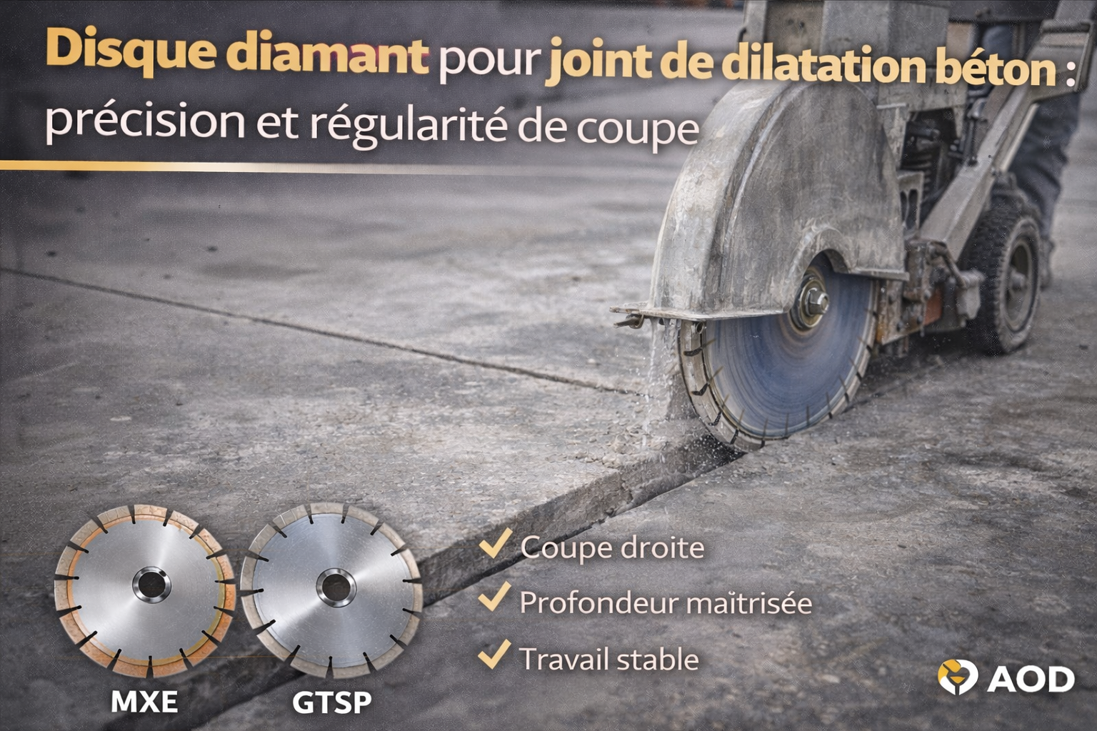 Disque diamant pour joint de dilatation béton : précision et régularité de coupe