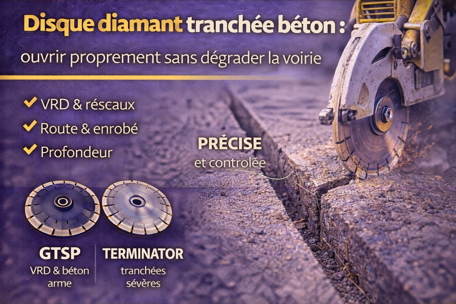 Disque diamant tranchée béton : ouvrir proprement sans dégrader la voirie
