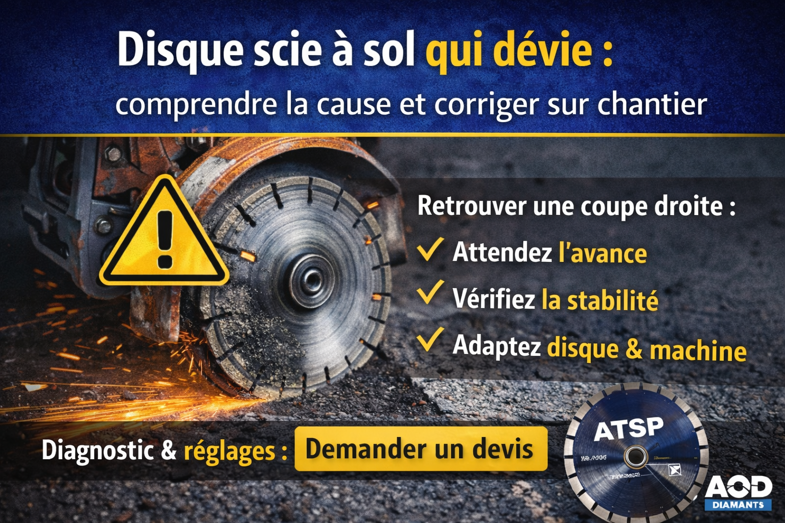 Disque scie à sol qui dévie : comprendre la cause et corriger sur chantier