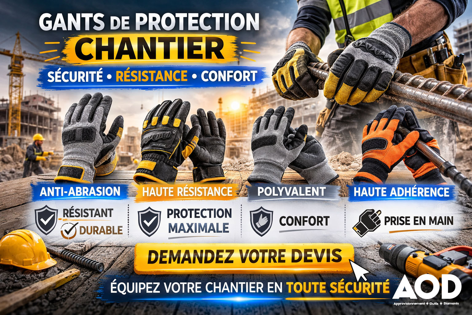 Gants de protection chantier : travaillez en sécurité et gagnez en performance