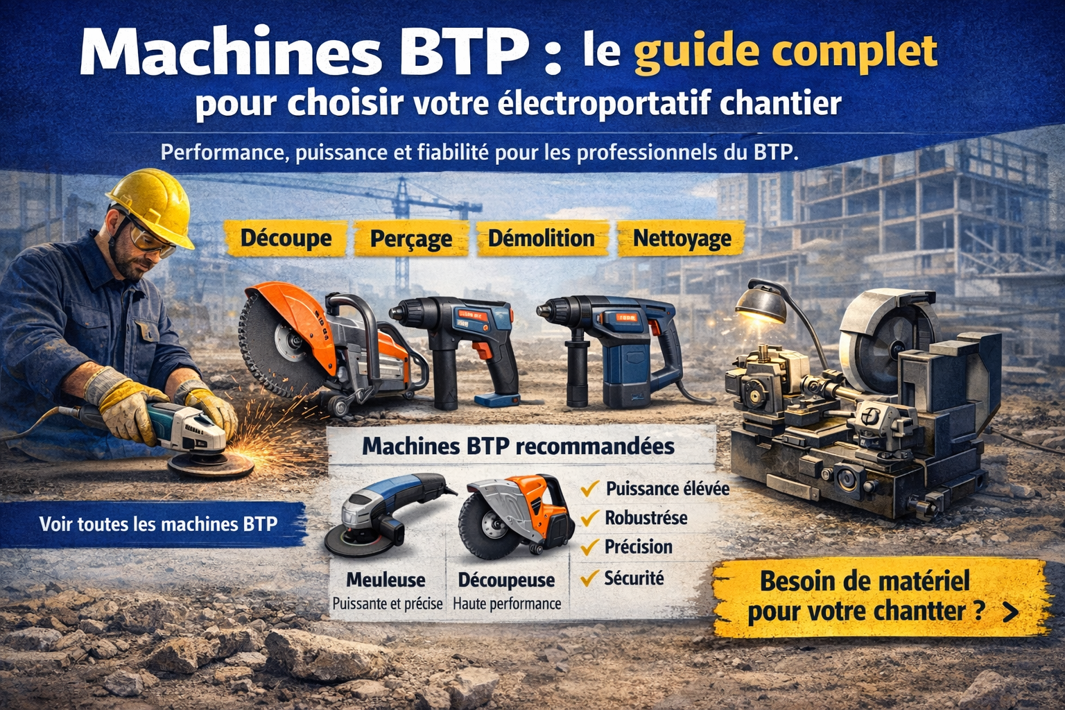 Machines BTP : le guide complet pour choisir votre électroportatif chantier