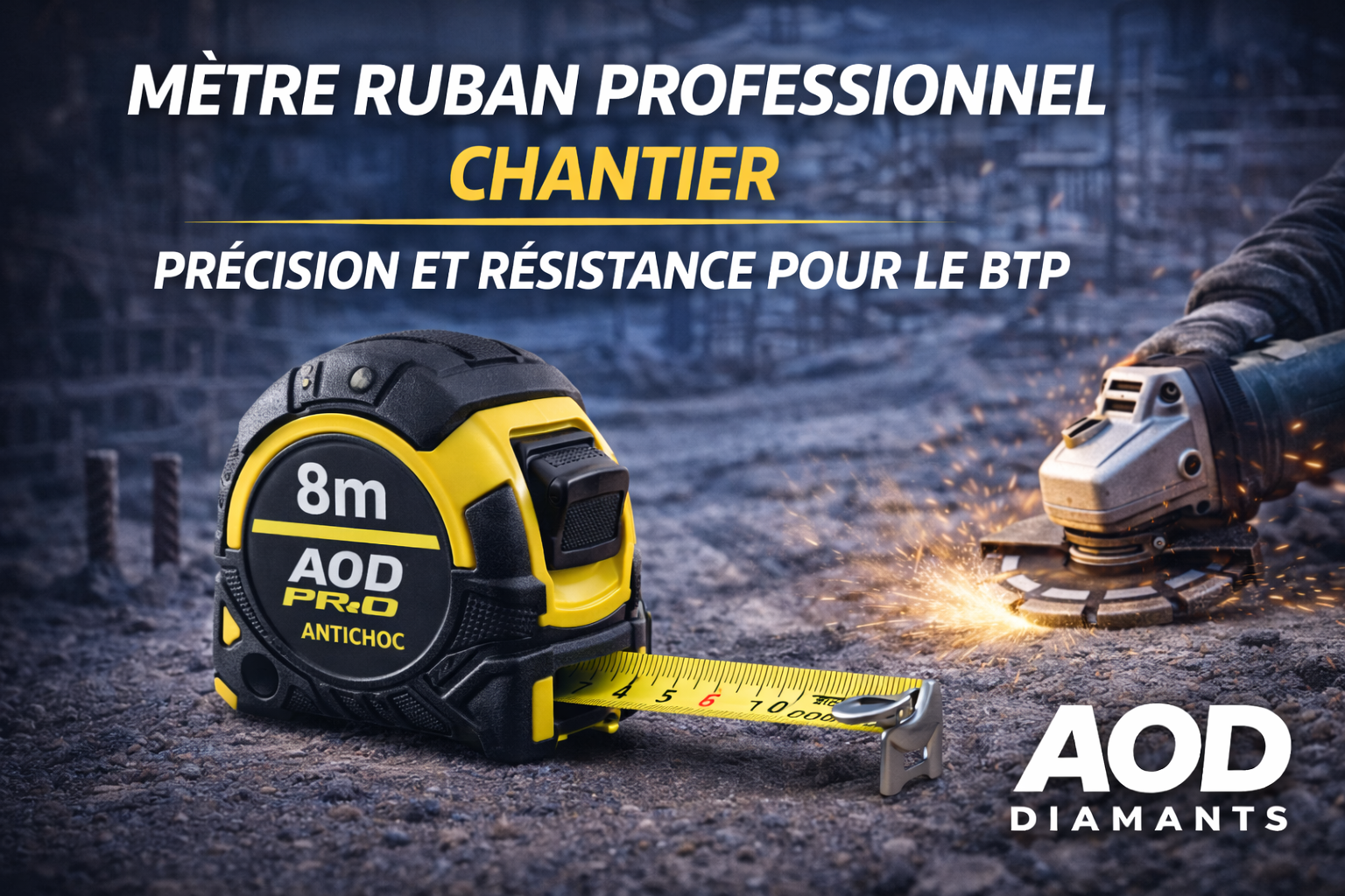 Mètre ruban professionnel chantier : précision et résistance pour le BTP