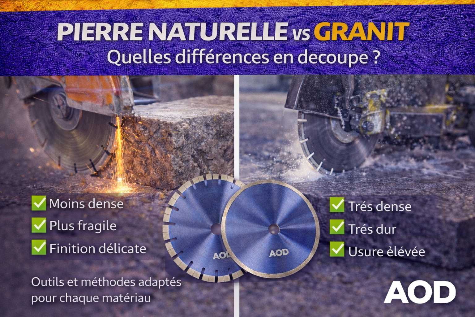 Pierre naturelle vs granit : quelles différences en découpe ?