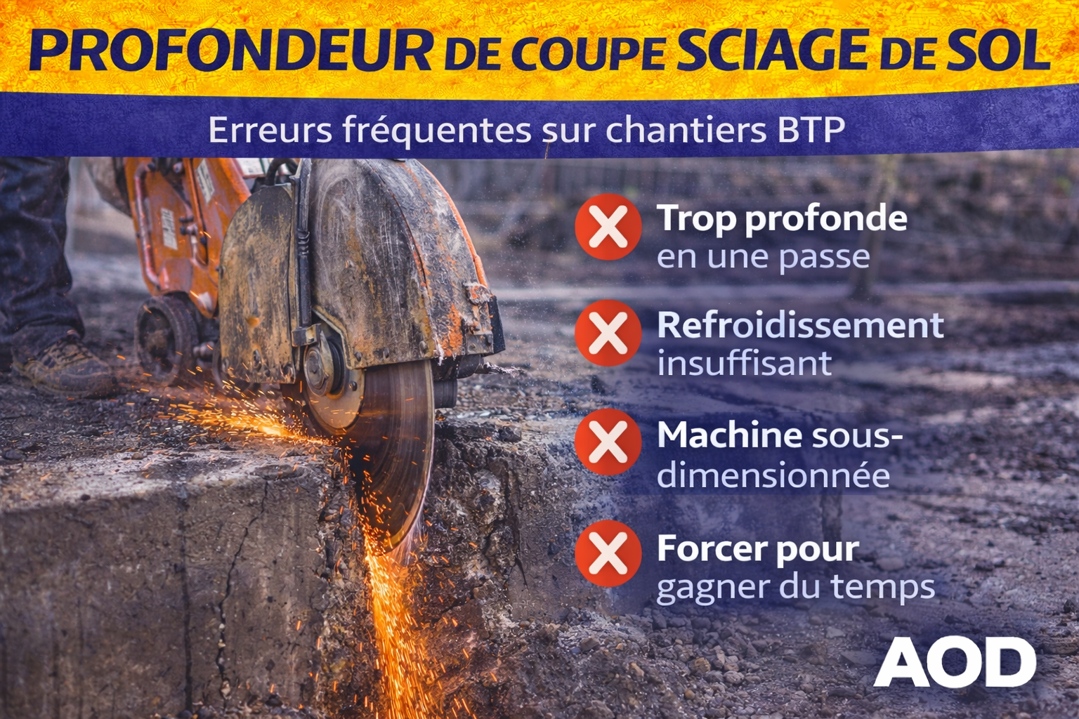 Profondeur de coupe en sciage de sol : erreurs à éviter