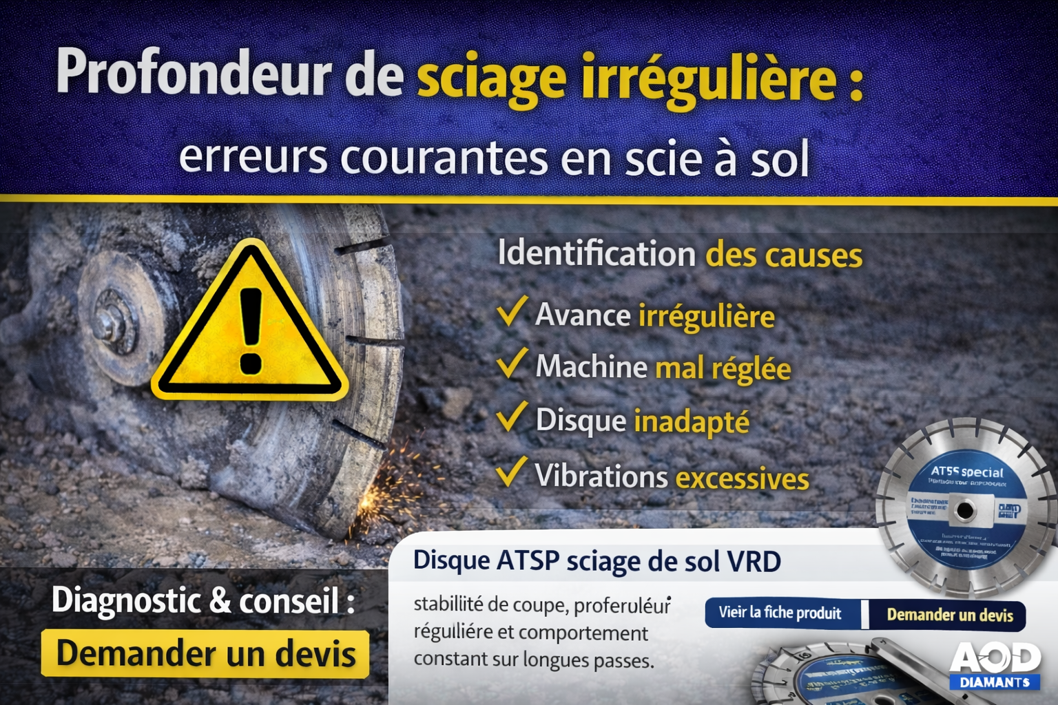 Profondeur de sciage irrégulière : erreurs courantes en scie à sol