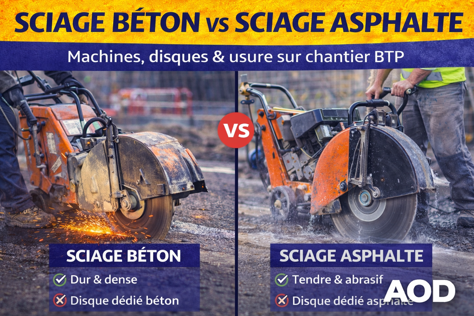 Sciage béton vs sciage asphalte : quelles différences ?