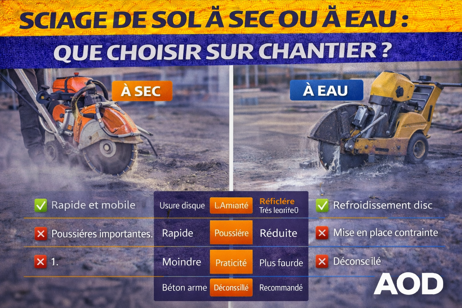 Sciage de sol à sec ou à eau : que choisir sur chantier ?